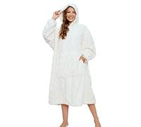 ililmmoe Coperta oversize Sherpa indossabile con cappuccio per donne e uomini lunga e confortevole coperta sherpa Shaggy Pullover peluche calda coperta accogliente taglia unica Cream
