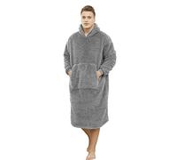 ililmmoe Coperta oversize Sherpa indossabile con cappuccio per donne e uomini lunga e confortevole coperta sherpa Shaggy Pullover peluche calda coperta accogliente taglia-Grigio