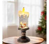 iLitLuk Globo di Neve a Forma di Candela, Lanterna Musicale a LED con Timer, Alimentata a Batterie (Non Incluse), Decorazione Natalizia, Altezza 26 cm