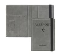 ILIYAH Porta Passaporto da Viaggio Donna e Uomo Cover Passaporto Italiano Custodia Passaporto con Slot per Carte PU Pelle Anti RFID Passport Cover(Grigio)