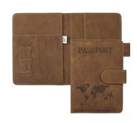 ILIYAH Porta Passaporto da Viaggio Donna e Uomo Cover Passaporto Italiano Custodia Passaporto con Slot per Carte PU Pelle Anti RFID Passport Cover(Marrone)
