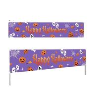 ILJXPOZB Banner di Halloween Felice - Decorazioni for Feste All'aperto con Zucca, Fantasma, Cappello da Strega, Ragnatela, for La Casa(TH Timing Function)