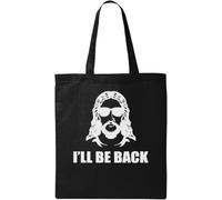 I'll Be Back Funny Jesus Graphic Natural Ecological Cotton Tote Bag Nero, Nero , Taglia unica