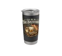 I'll Be in The Backyard Sigaro e Bourbon Vintage USA Flag Bicchiere termico in acciaio inox doppia parete