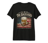 I'll Be in The Backyard Sigaro e Bourbon Vintage USA Flag Maglietta Premium