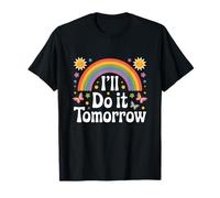 I'll Do It Tomorrow Funny Lazy Rainbow Retro Maglietta