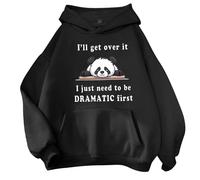 I'Ll Get Over It, I Just Need to Be Dramatic First Felpe con cappuccio Pullover da donna 2025 Simpatico Panda Stampa Top con cappuccio Comfort con disegni Pullover Felpe con cappuccio Trendy Preppy