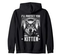 I'll Protect You Kitten - Divertente alfa lupo meme gatto alieno Felpa con Cappuccio