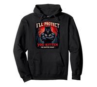 I'll Protect You Kitten Funny Lupo Mannaro Meme Alpha Wolf Felpa con Cappuccio
