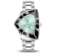 ILLIMITE Orologi automatici da uomo con quadrante triangolare, meccanico a carica automatica, movimento giapponese Miyota 8215, luminoso, impermeabile, in acciaio inox, nero/turchese., Unico