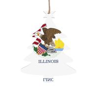 Illinois State Flag Ornamenti in legno per albero di Natale a forma di albero di Natale, 4 pezzi, decorazioni vintage per la casa e le vacanze