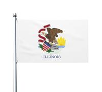 Illinois State Flag Prints Bandiera su entrambi i lati 3 x 5FT leggera e resistente al colore con asole Ideale per feste all'aperto e giardini.
