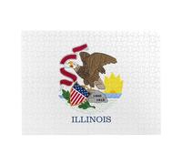 Illinois State Flag - Puzzle orizzontale in legno, 500 pezzi, per sviluppare abilità pratiche per rilassarsi e interagire genitore-figlio