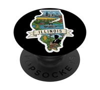 Illinois Vintage Skyline di Chicago e Orgoglio dell'Illinois PopSockets PopGrip Adesivo
