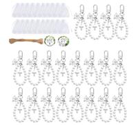 Illkjasfc 20Sets Croci Portachiavi Favore Con Grazie Etichetta Organza Imballaggio Bulk Set Con Corda Per Baby Shower Partiti