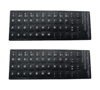 Illkjasfc 2Pcs Portoghese Tastiera Adesivi Set Tastiera Sostituzione Della Pelle Con Font Bianco Sfondo Nero Opaco Tastiera Lettera