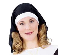 Illkjasfc Cappello da suora nero bianco per donne Halloween vestire costume foto puntelli suora abitudini cappello abitudini
