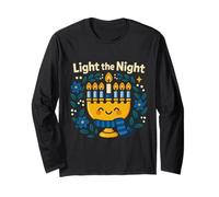 Illumina la Notte Hanukkah Menorah Celebration Design Maglia a Manica