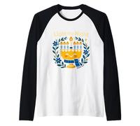 Illumina la Notte Hanukkah Menorah Celebration Design Maglia con Maniche Raglan