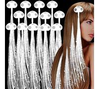 Illumina le clip dei capelli, le luci del LED dei capelli hanno condotto la luce dei capelli delle fate che illuminano la fibra ottica per le donne accessori per feste (Bianco, Confezione da 10)