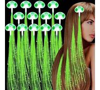 Illumina le clip dei capelli, le luci del LED dei capelli hanno condotto la luce dei capelli delle fate che illuminano la fibra ottica per le donne accessori per feste (Verde, Confezione da 15)