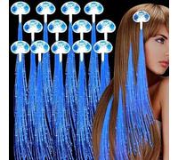 Illumina le clip dei capelli, le luci del LED dei capelli hanno condotto la luce dei capelli delle fate che illuminano la fibra ottica per le donne accessori per feste (Blu, Confezione da 5)