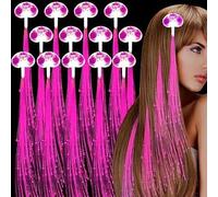 Illumina le clip dei capelli, le luci del LED dei capelli hanno condotto la luce dei capelli delle fate che illuminano la fibra ottica per le donne accessori per feste (Rosa, Confezione da 5)
