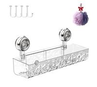 Illuminate Suction Shelves (No Punching Required), Corrugated Suction Cup Storage Holder, Wall Mounted Removable with 3 Hooks, Large Capacity Strong Load-Bearing, Strong and Durable (Clear-A)