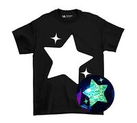 Illuminated Apparel Original Kids Sparkling Star Interactive Glow in The Dark T-Shirt, Nero , 3-4 Anni
