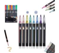 Illuminateupon Marker Pen for Highlight, Illuminateupon Magische Stifte,Double Line Outline Pens,Markers Metallic Markers Pens for Highlight,Double Line Super Squiggles Metallic Glitter Pen (A)