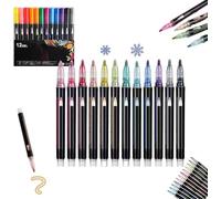 Illuminateupon Marker Pen for Highlight, Illuminateupon Magische Stifte,Double Line Outline Pens,Markers Metallic Markers Pens for Highlight,Double Line Super Squiggles Metallic Glitter Pen (B)