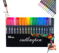 Illuminateupon/Neattidyly Marker Pen for Highlight, Magische Stifte, 8/12 Colors Outline Markers Metallic Glitter Pens, Quick Dry Graffiti Dotting Point Liner Pens for Drawing and Scribbling (36pcs)