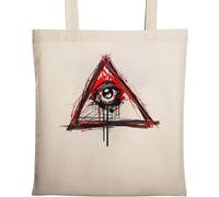 Illuminati All Seeing Eye New World Order - Borsa tote in cotone ecologico naturale, beige, Beige, Taglia unica