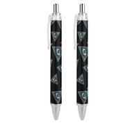 Illuminati All Seeing Eye - Penna a sfera retrattile nera a punta fine da 0,5 mm, ad asciugatura rapida, scrittura liscia, 2 pezzi come immagine 1