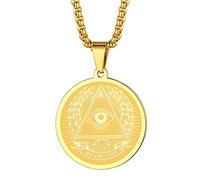 Illuminati Collane per Uomini Donne Tutti Vedendo Occhio di Provvidenza Ciondolo Moneta Occulto Medaglione Esoterico Religioso Unisex Protezione Gioielli Talismano Amuleti Regali