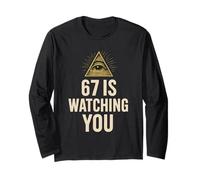 Illuminati Eye Haunted Numero 67, Meme Divertente da Nerd per Halloween Maglia a Manica