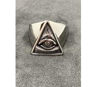 Illuminati Occhio Che Tutto Vede Anello Massonico Uomo Con Giavello, Piramide