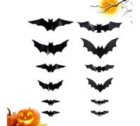 illuminato - Adesivi di Halloween | Pipistrelli 3D Decorazione da parete di Halloween con luci LED | 12 pezzi adesivi spettrali decorazioni per la casa per soggiorno dormitorio