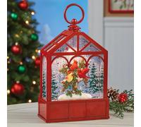 Illuminato Musicale Rosso Cardinale Neve Globe Lanterna - Gioca 8 Natale Canzoni