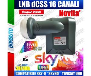 ILLUMINATORE LNB dCSS/QUAD SCR 16 CANALI,COMPATIBILE SKY-Q, 4K, TIVUSAT EMMESSE