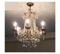 Illuminazione a LED Compatible with caffè, lampadario country americano, lampadario di cristallo, soggiorno, luci Compatible with sala da pranzo, luci a candela in ferro , lampadario da pranzo