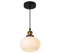Illuminazione a Sospensione a Globo Grande a 1 Luce in Stile Moderno di metà secolo, in Ottone Nero, Industriale, a Cupola, per Isola da Cucina, a Sospensione a Sfera in Vetro
