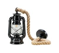 Illuminazione a sospensione a LED, lampada a sospensione vintage in cherosene nautico a 1 testa in corda naturale con paralume in vetro, plafoniera a sospensione per soggiorno, camera da letto, sala