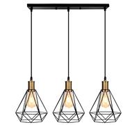 Illuminazione a sospensione industriale a 3 luci Lampadari a sospensione orientabili Lampadario vintage da fattoria con gabbia in metallo per cucina ad isola Soggiorno Negozio e bar Nero Made in China