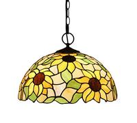 Illuminazione a sospensione sospesa in stile tiffany da 16 pollici Lampadario a 3 luci in vetro colorato per la lampada a sospensione del salone della cucina della sala da pranzo,220V,E27,C2