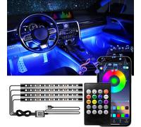 Illuminazione ambientale interna a LED al neon con telecomando APP wireless RGB Striscia interna per auto Luce per piedi Retroilluminazione Lampade decorative