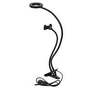 Illuminazione dal vivo per telefono cellulare, Anello luminoso per selfie regolabile, Luce per trucco LED dimmerabile a 3 colori con tubo universale e base con clip in metallo,