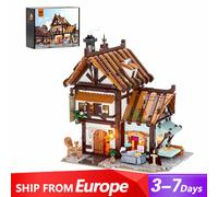 Illuminazione del negozio di sarto Blocchi di costruzione del castello medievale, 5 figure City House Modello Edifici modulari Blocchi Regalo Adulti 1523 PZ