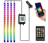 Illuminazione interna a LED per auto, 4 pezzi 72 strisce RGB illuminazione interna auto Ambiente 12V accendisigari LED Strip con APP controllo e telecomando Dynamic Music Neon