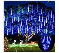 Illuminazione natalizia per esterni, 10 luci a LED, impermeabili, a energia solare, a goccia, da inserire (blu, solare, 30 cm)